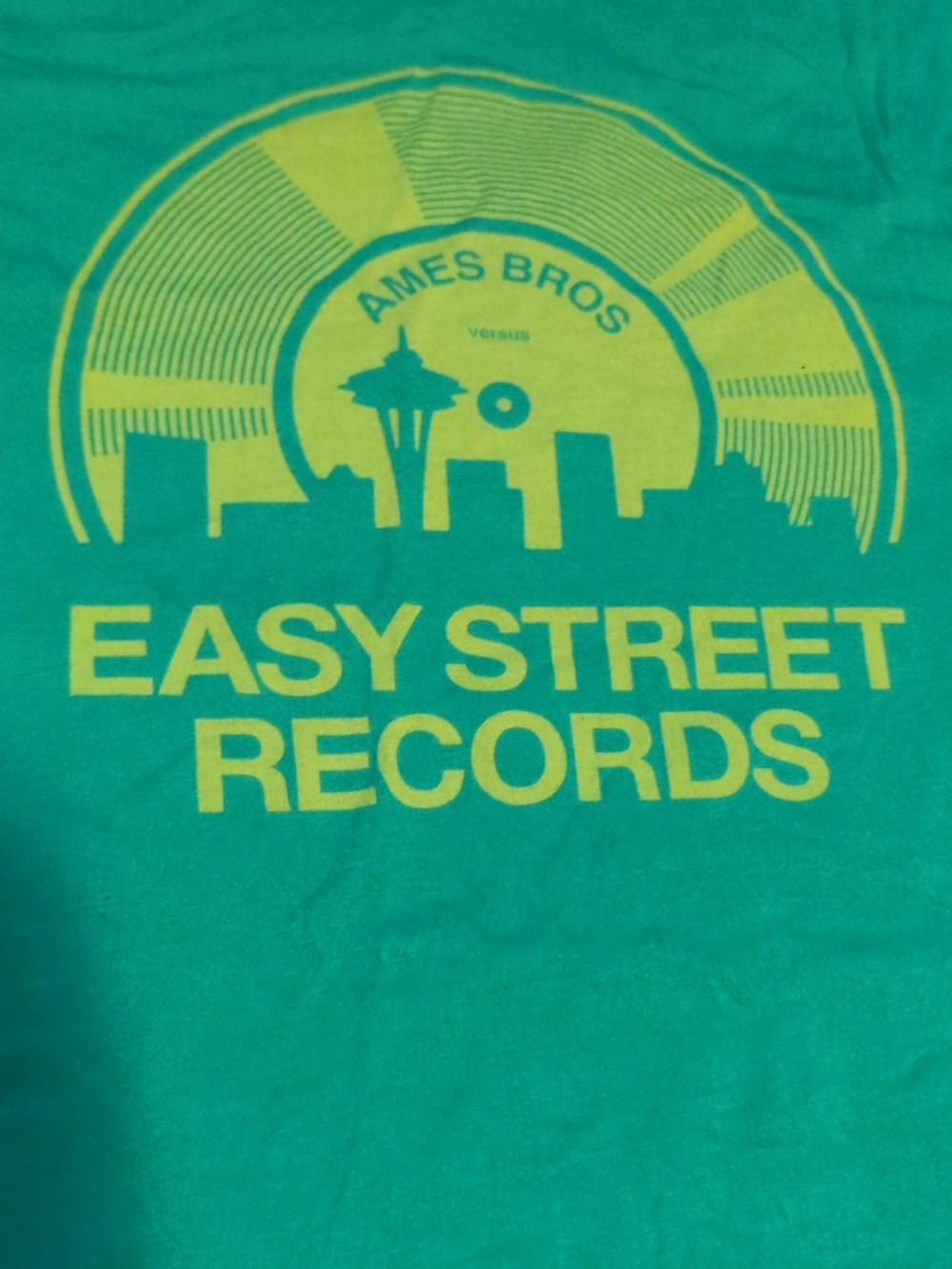 Mens Ames Bros Easy Street Records Size XL Green/Yellow - Picture 3 of 5